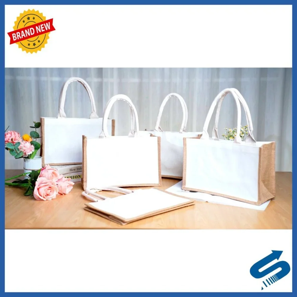 Reusable Jute Tote Bags Minimal Chic Eco-Friendly Grocery Shopping Beach DIY